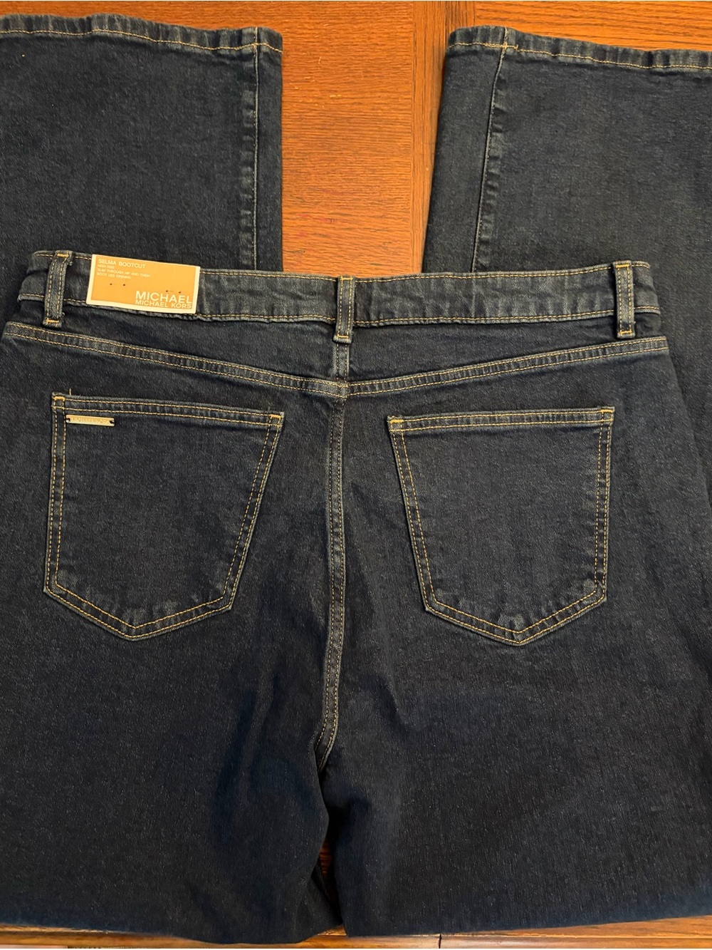 Michael Kors Dark Blue Straight Leg Jeans with Studded Pocket - Picture 4 of 7
